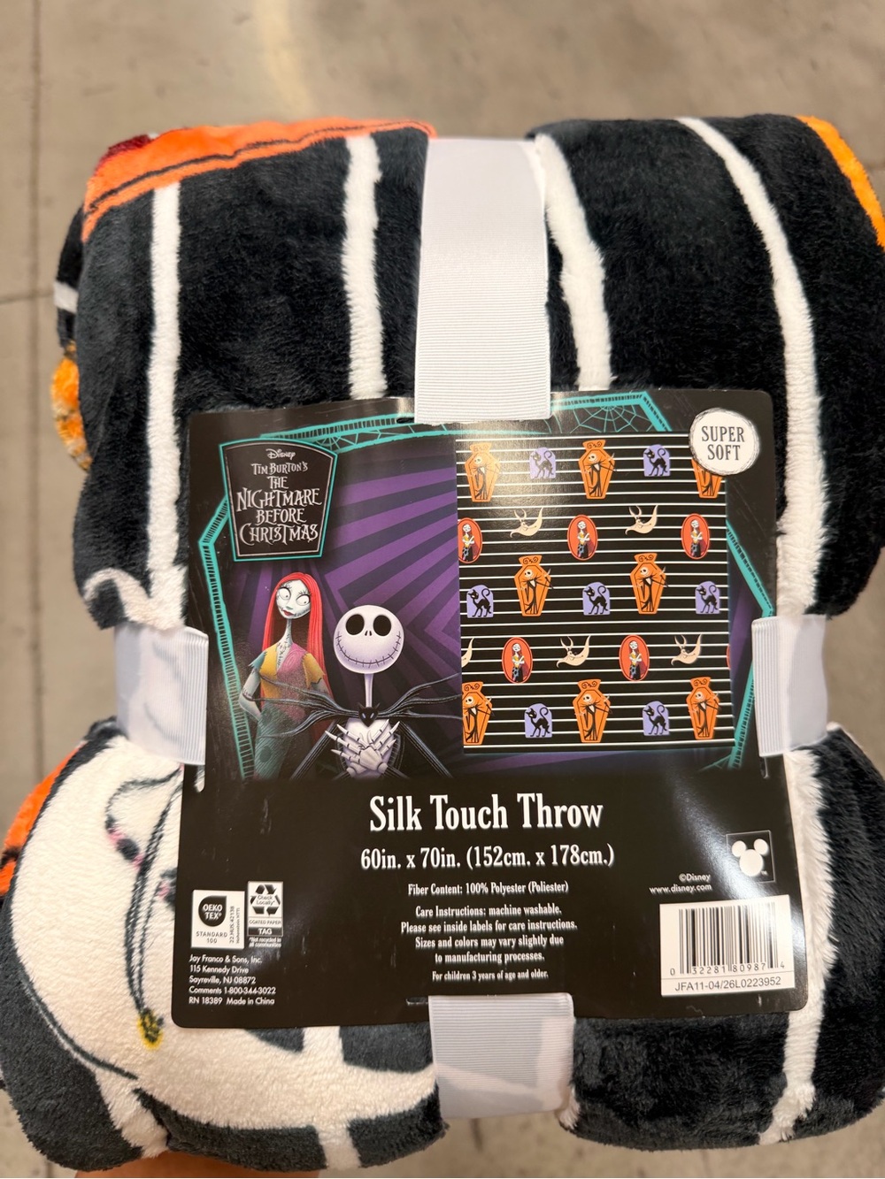 Disney halloween The Nightmare Before Christmas Black & Orange Silk Touch Throw